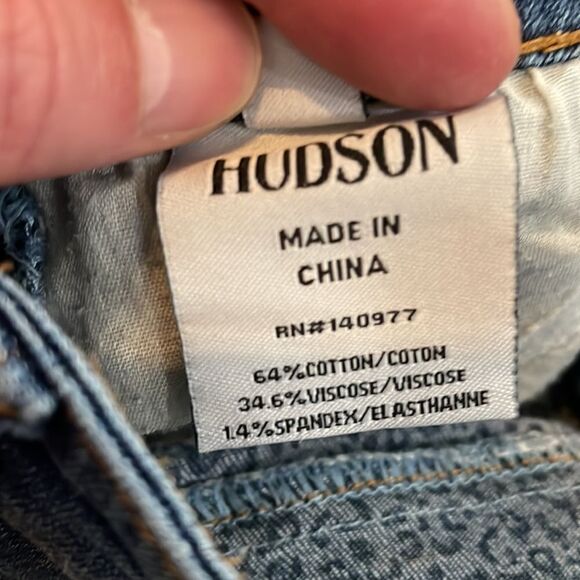 ✨Hudson Distressed Denim Shorts with Leopard Print Cuffs - Picture 5 of 8